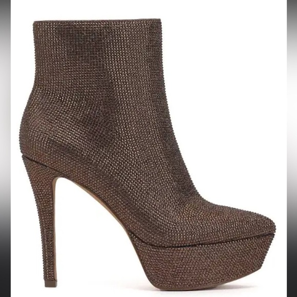 JESSICA SIMPSON Odeda 2 Bronze Pointed Toe Stiletto Boots Size 8
